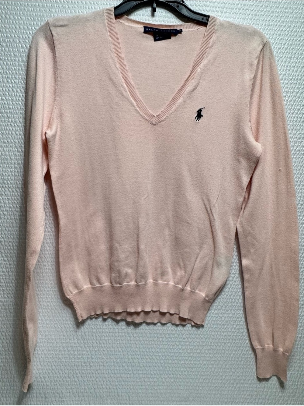 Ralph Lauren Womens V-Neck Lightweight Sweater - Pale Pink